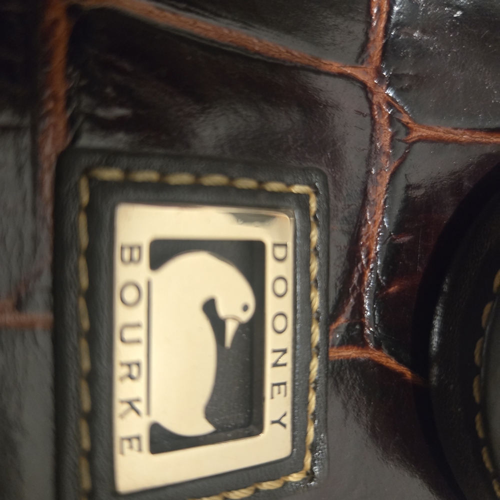 Dooney & Bourke Brown Croc-Embossed Leather Bag - Picture 5 of 12